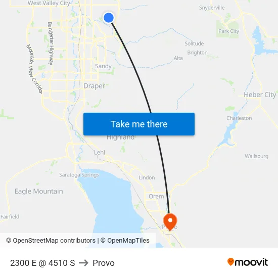 2300 E @ 4510 S to Provo map