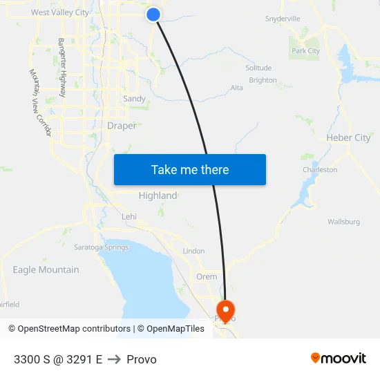 3300 S @ 3291 E to Provo map