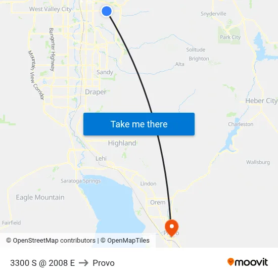 3300 S @ 2008 E to Provo map