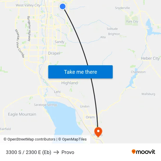 3300 S / 2300 E (Eb) to Provo map