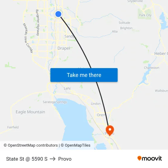 State St @ 5590 S to Provo map
