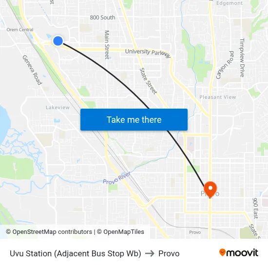 Uvu Station (Adjacent Bus Stop Wb) to Provo map