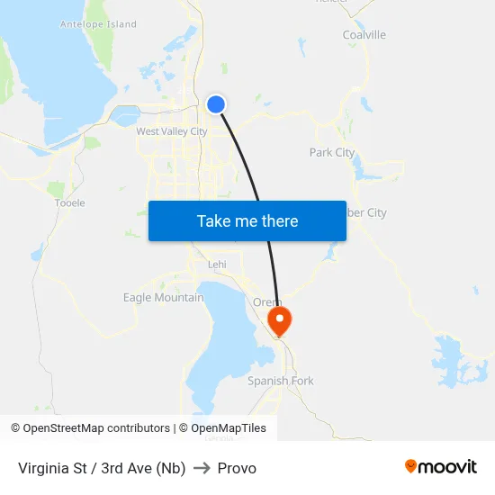Virginia St / 3rd Ave (Nb) to Provo map