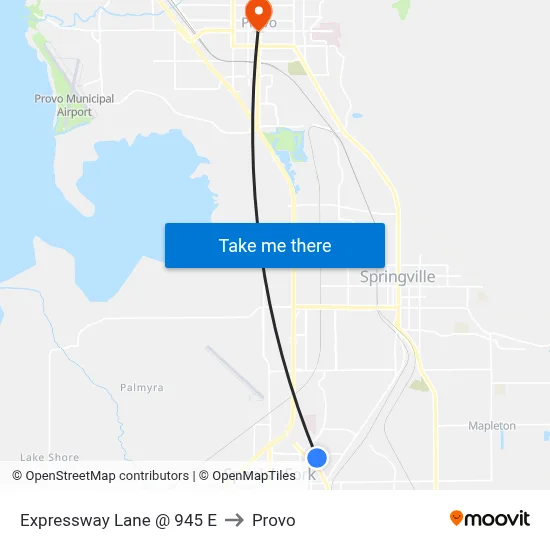 Expressway Lane @ 945 E to Provo map