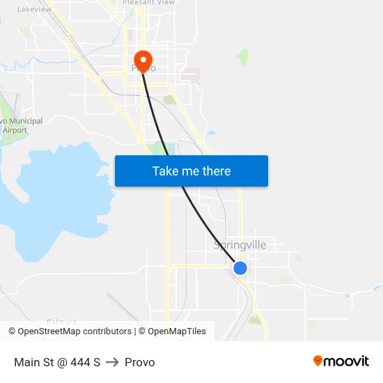 Main St @ 444 S to Provo map
