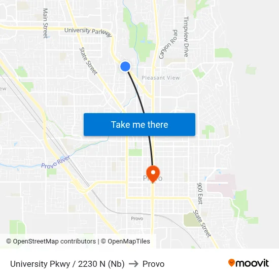 University Pkwy / 2230 N (Nb) to Provo map
