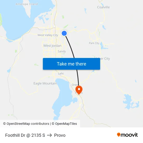 Foothill Dr @ 2135 S to Provo map