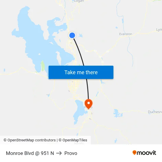 Monroe Blvd @ 951 N to Provo map