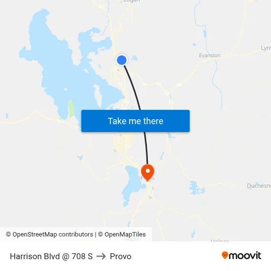 Harrison Blvd @ 708 S to Provo map