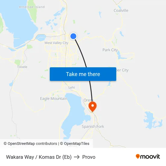 Wakara Way / Komas Dr (Eb) to Provo map