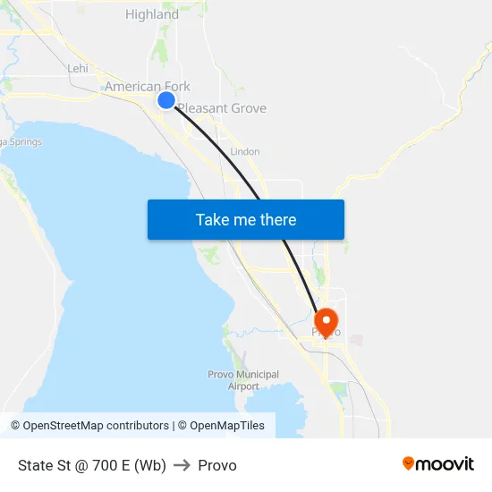 State St @ 700 E (Wb) to Provo map