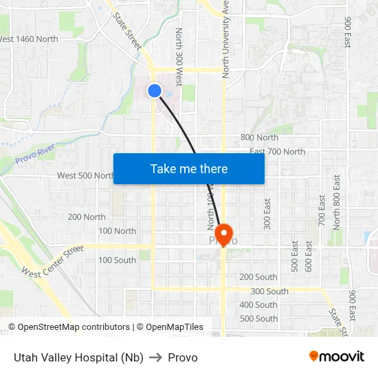 Utah Valley Hospital (Nb) to Provo map
