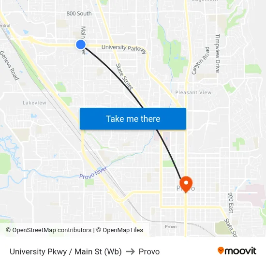 University Pkwy / Main St (Wb) to Provo map