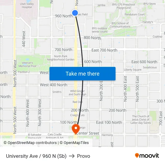 University Ave / 960 N (Sb) to Provo map
