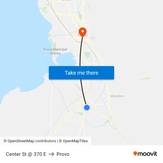 Center St @ 370 E to Provo map