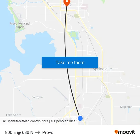 800 E @ 680 N to Provo map