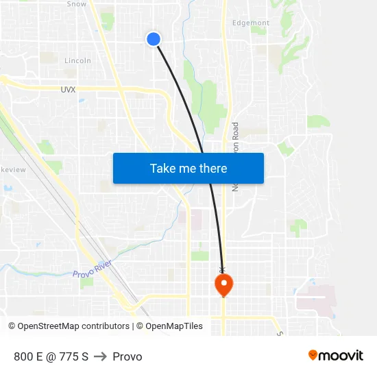 800 E @ 775 S to Provo map