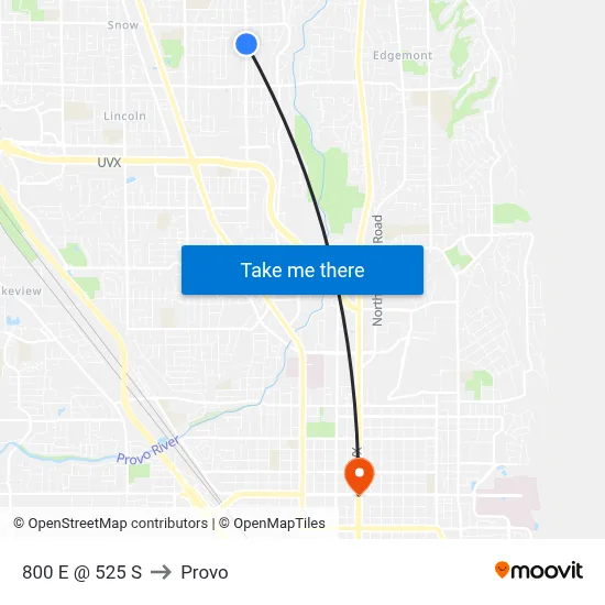 800 E @ 525 S to Provo map