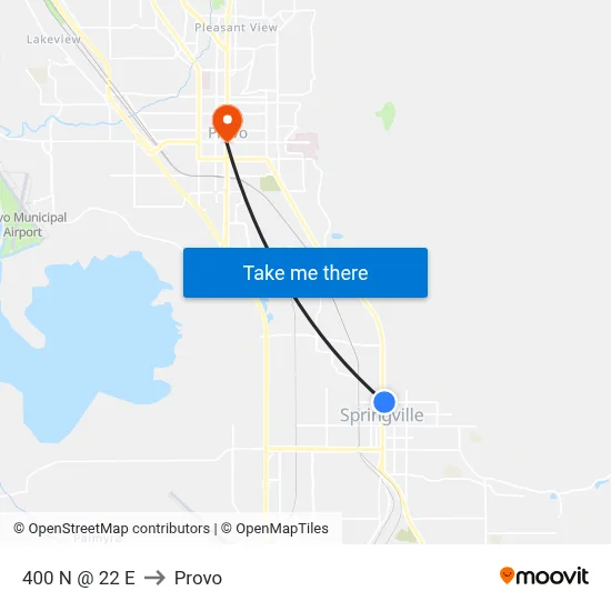 400 N @ 22 E to Provo map