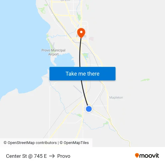 Center St @ 745 E to Provo map