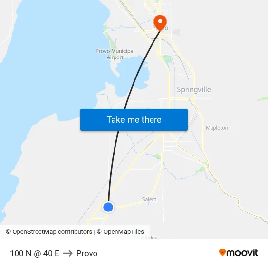 100 N @ 40 E to Provo map