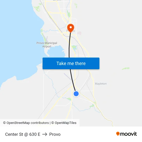 Center St @ 630 E to Provo map