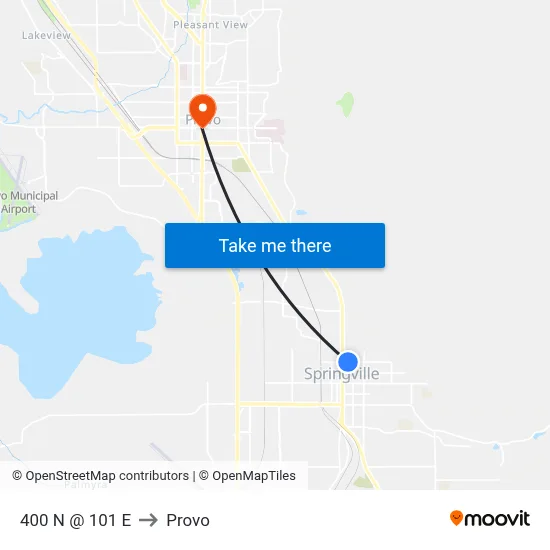 400 N @ 101 E to Provo map