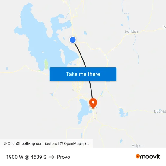 1900 W @ 4589 S to Provo map