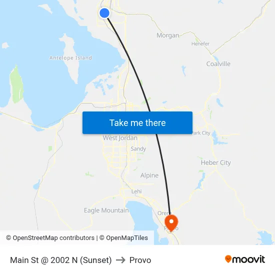 Main St @ 2002 N    (Sunset) to Provo map