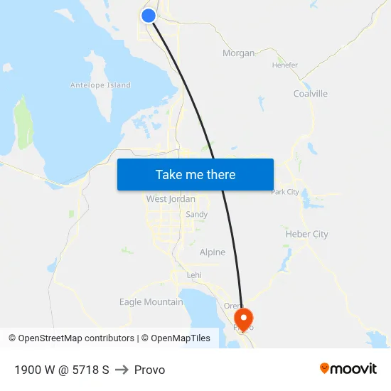 1900 W @ 5718 S to Provo map