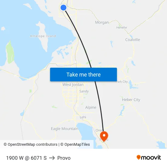 1900 W @ 6071 S to Provo map