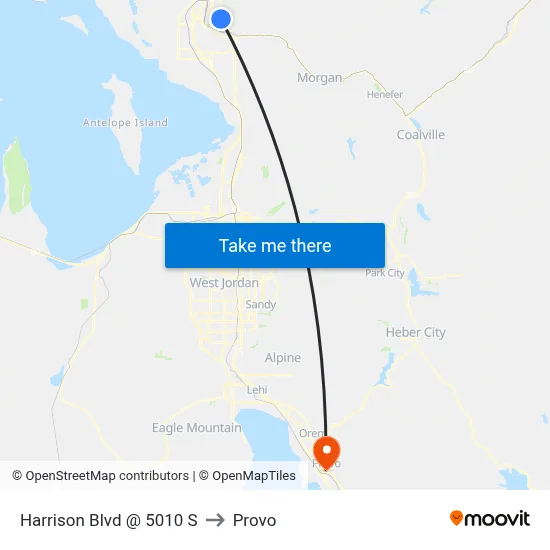 Harrison Blvd @ 5010 S to Provo map