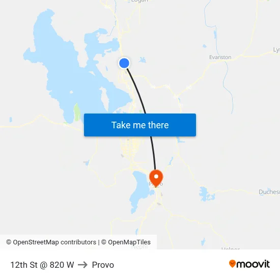 12th St @ 820 W to Provo map