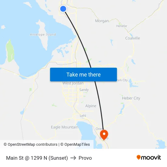 Main St @ 1299 N     (Sunset) to Provo map