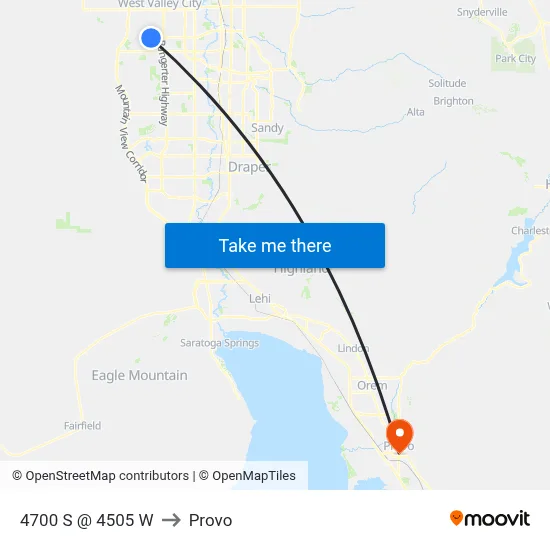 4700 S @ 4505 W to Provo map