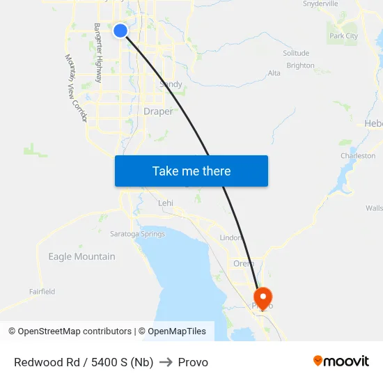 Redwood Rd / 5400 S (Nb) to Provo map