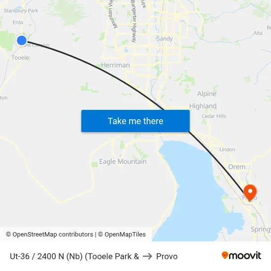 Ut-36 / 2400 N (Nb) (Tooele Park & to Provo map