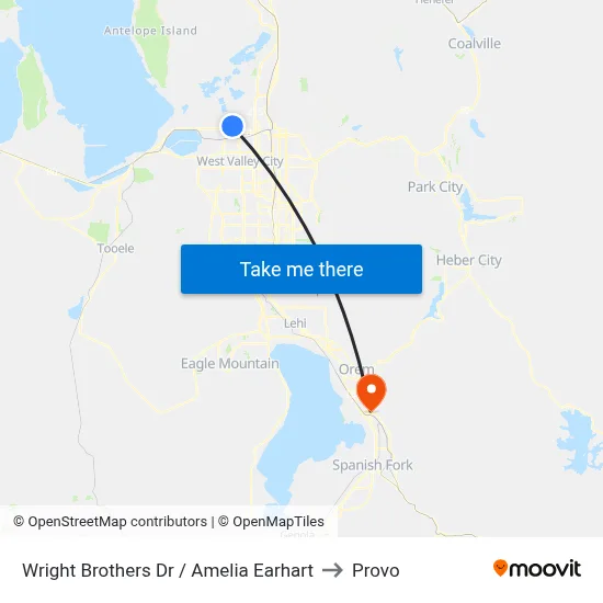 Wright Brothers Dr / Amelia Earhart to Provo map