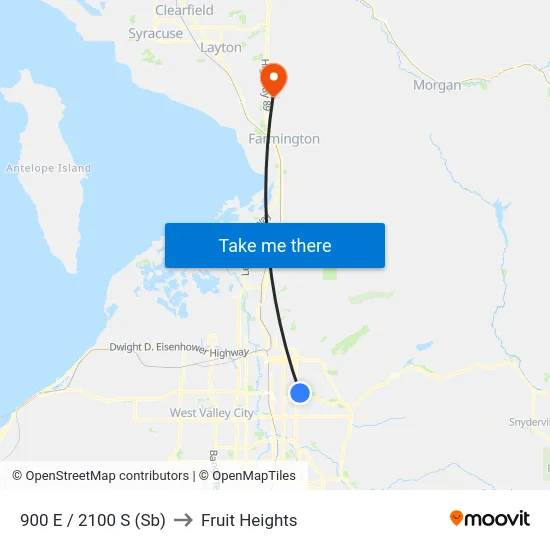 900 E / 2100 S (Sb) to Fruit Heights map