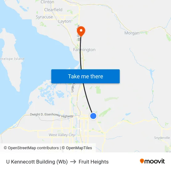 U Kennecott Building (Wb) to Fruit Heights map