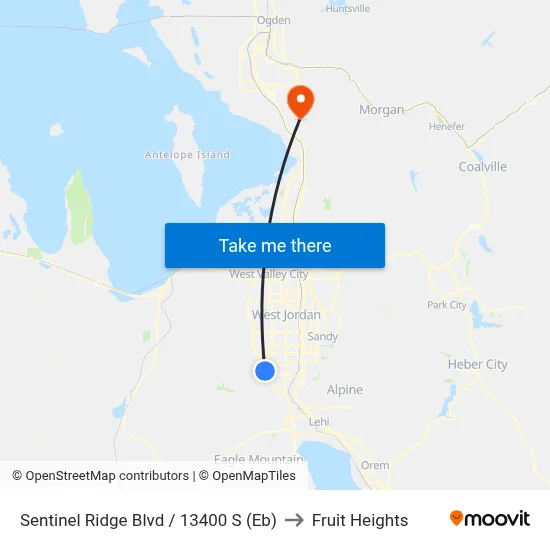 Sentinel Ridge Blvd / 13400 S (Eb) to Fruit Heights map