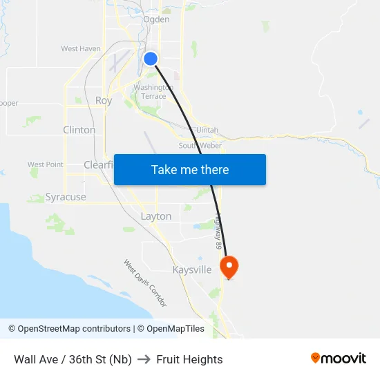 Wall Ave / 36th St (Nb) to Fruit Heights map