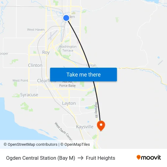 Ogden Central Station (Bay M) to Fruit Heights map