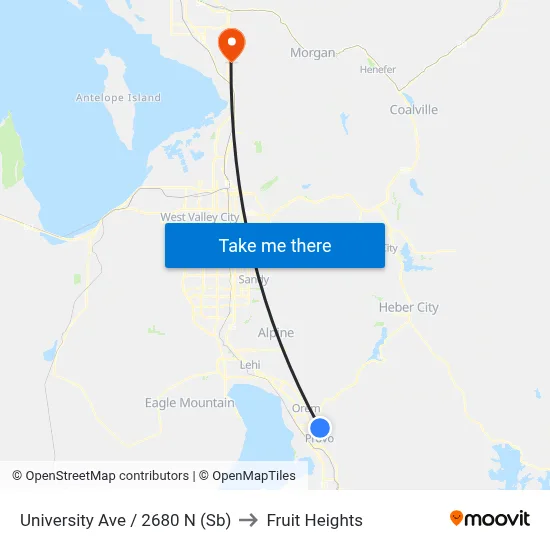 University Ave / 2680 N (Sb) to Fruit Heights map