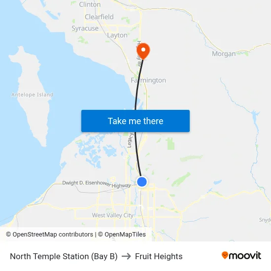 North Temple Station (Bay B) to Fruit Heights map