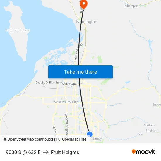 9000 S @ 632 E to Fruit Heights map
