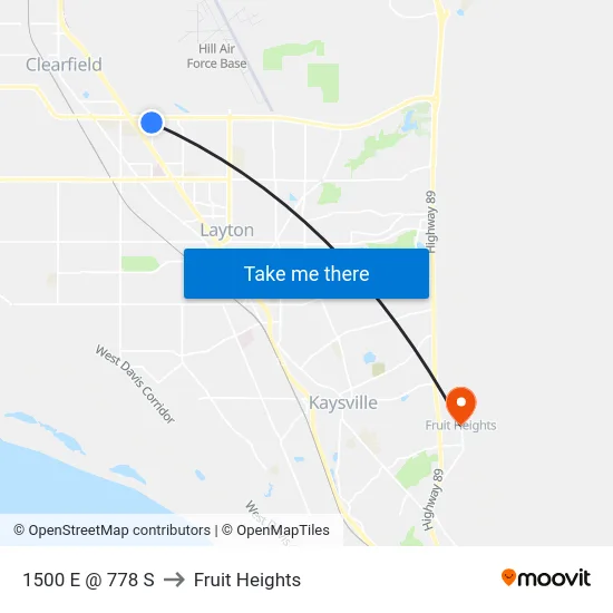 1500 E @ 778 S to Fruit Heights map