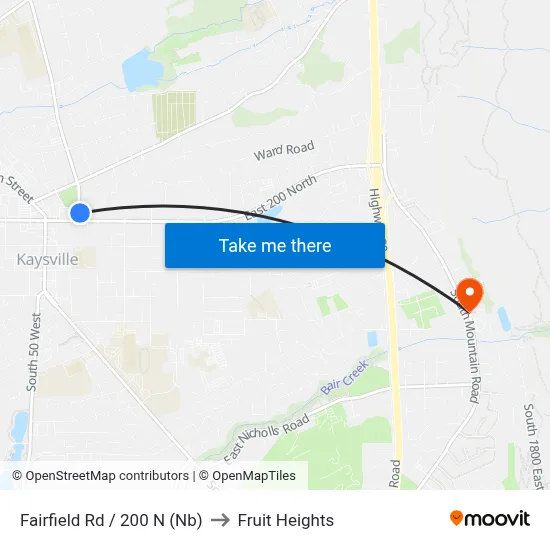 Fairfield Rd / 200 N (Nb) to Fruit Heights map
