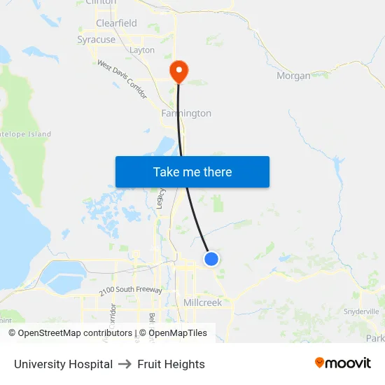 University Hospital to Fruit Heights map