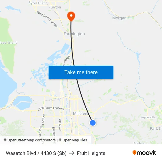 Wasatch Blvd / 4430 S (Sb) to Fruit Heights map